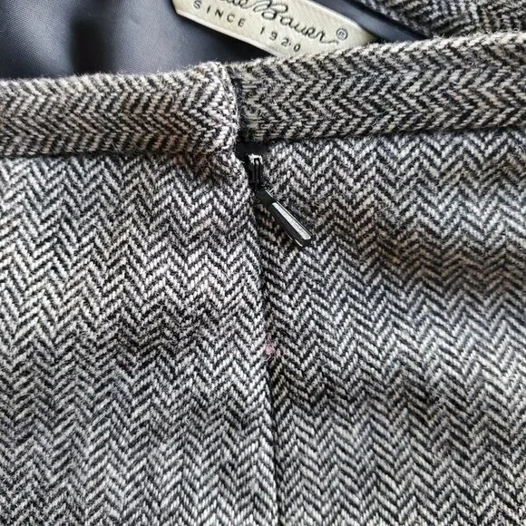 Eddie Bauer Harris Tweed Wool Blend Trousers Side Zipper Wide Leg Size 12 - Picture 4 of 15